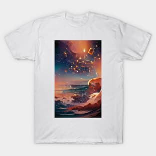 The Coffee teal ocean Stars| Ocean wave vintage T-Shirt